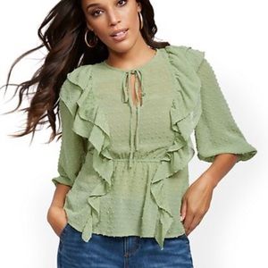NY&CO Lime Green Floral Utility Shirt Size Large